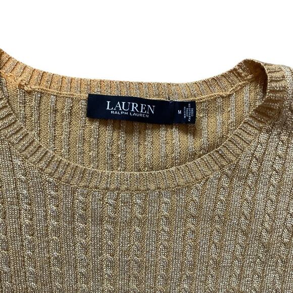 Lauren Ralph Lauren Metallic Gold Cable Knit Size M - Picture 4 of 8